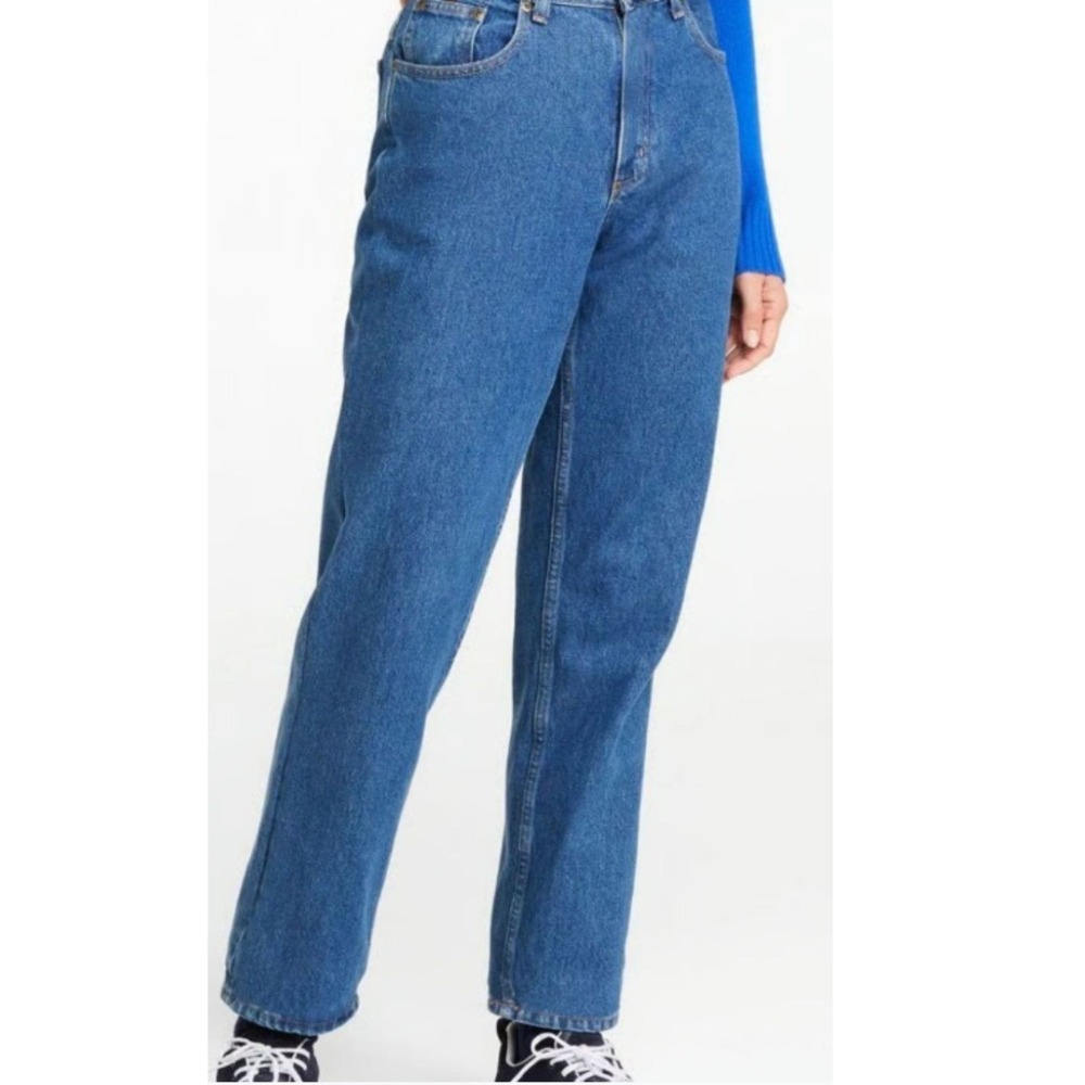 LL Bean Double L Relaxed Fit Jeans Womens 20P Blue Plaid Lined Flannel Denim